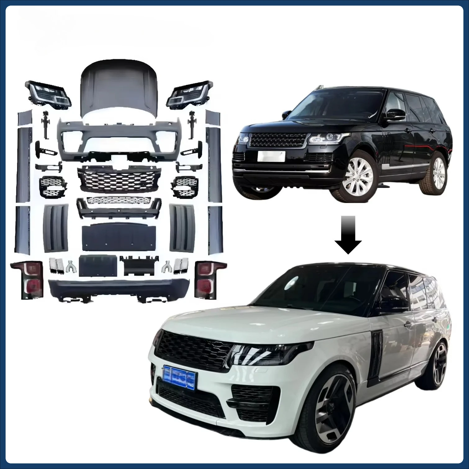 

For Vogue L405 2013-2017 Upgrade to SVO New Style LED Headlight Grille for Land Rover to SVO Facelift