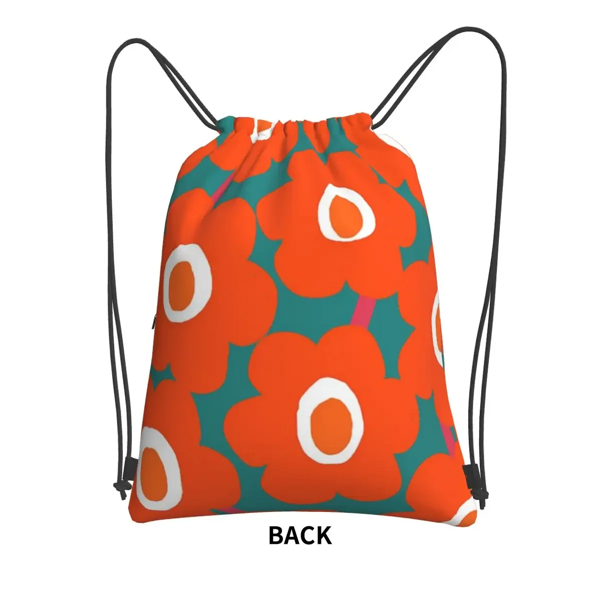 Modern Vivid Scandinavian Floral Pattern Portable Backpack Drawstring Bag Drawstring Bundle Pocket Book Bags For Travel Sport