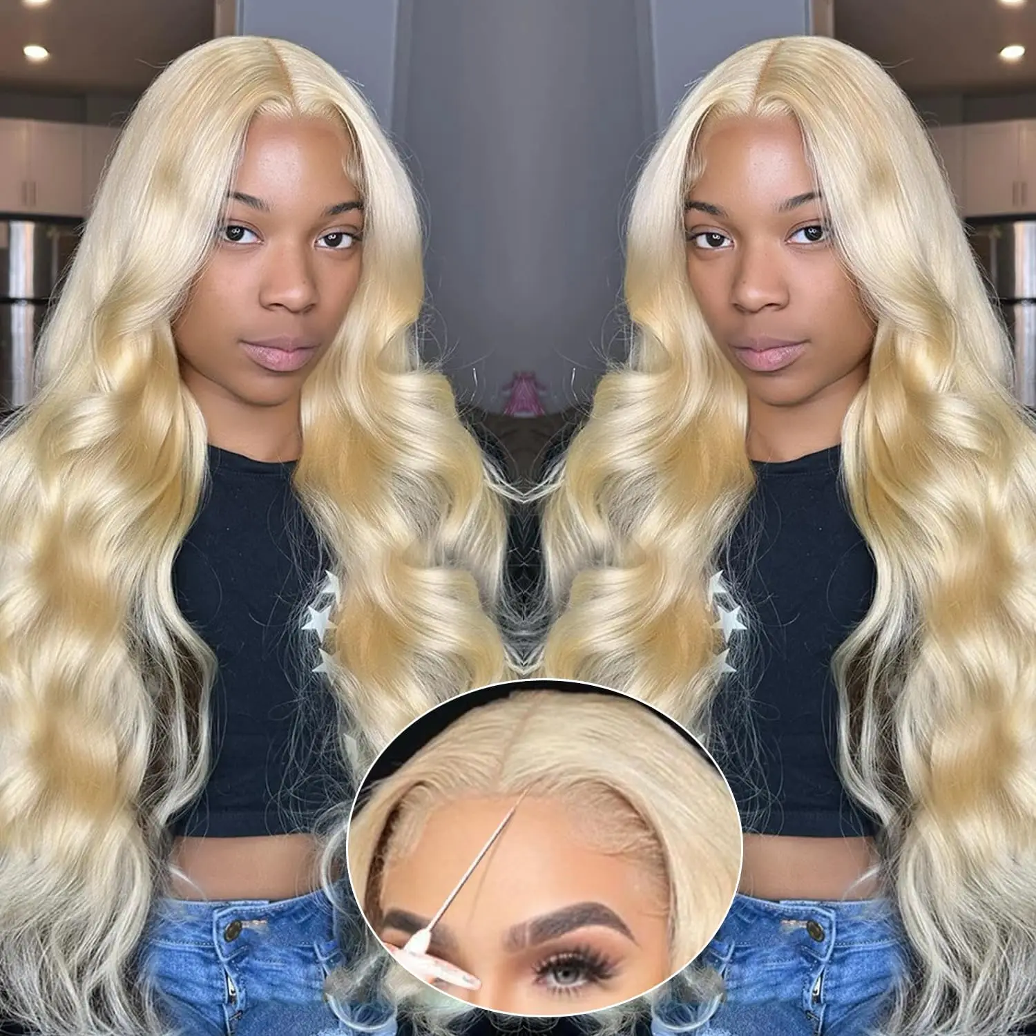 613 Body Wave 13x4 Lace Front Wigs Human Hair Preplucked Blonde Colored 13x6 HD Transparent Lace Front Wig For Women 200 Density