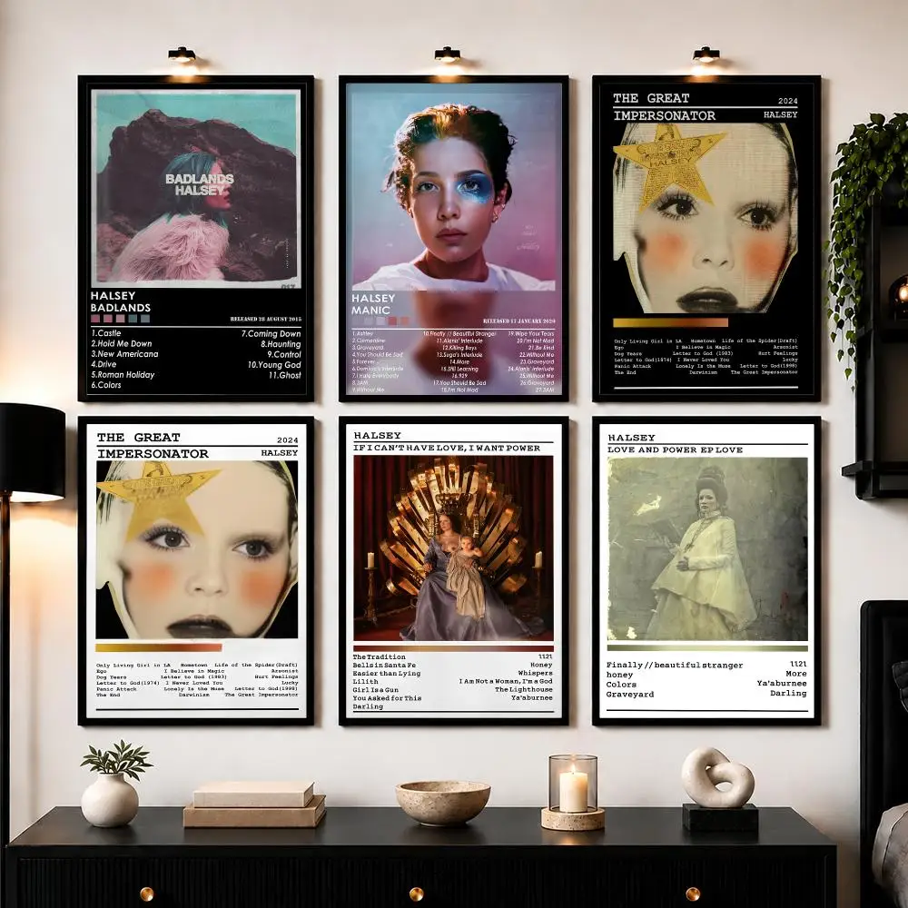 Pop Singer H-Halsey Poster Wall Art Print Sticker for Bedroom Living Room Dorm Office Modern Home Decor