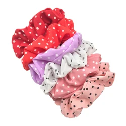 6pcs/lot Hair Scrunchies Simple Daily Scrunchy Elastic Band Women Holder Accessories Chiffon Headwead Dot For Ponytail Casual