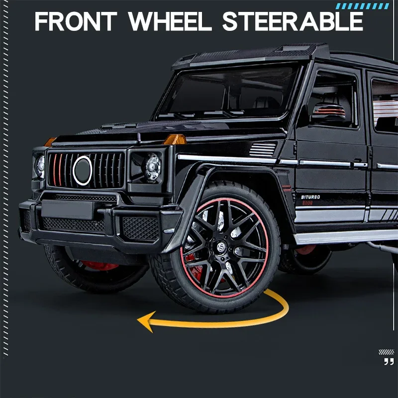 1:18 Mercedes Benz Brabus G800 Off-Road Vehicle SUV Alloy Diecast Model Car Collect Sound & Light Sprayable Toy Car Gift for Kid