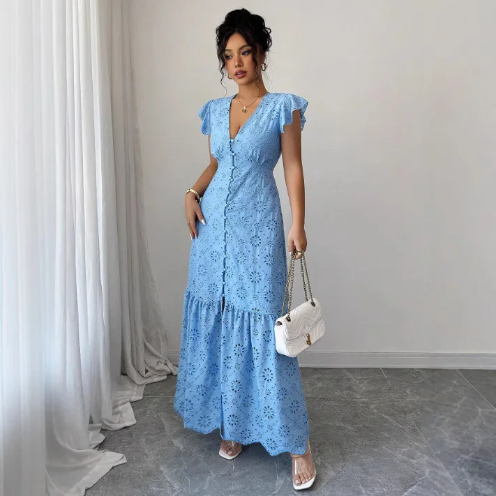 

European and American Women's Eyelet Embroidery Dress 2026 Summer