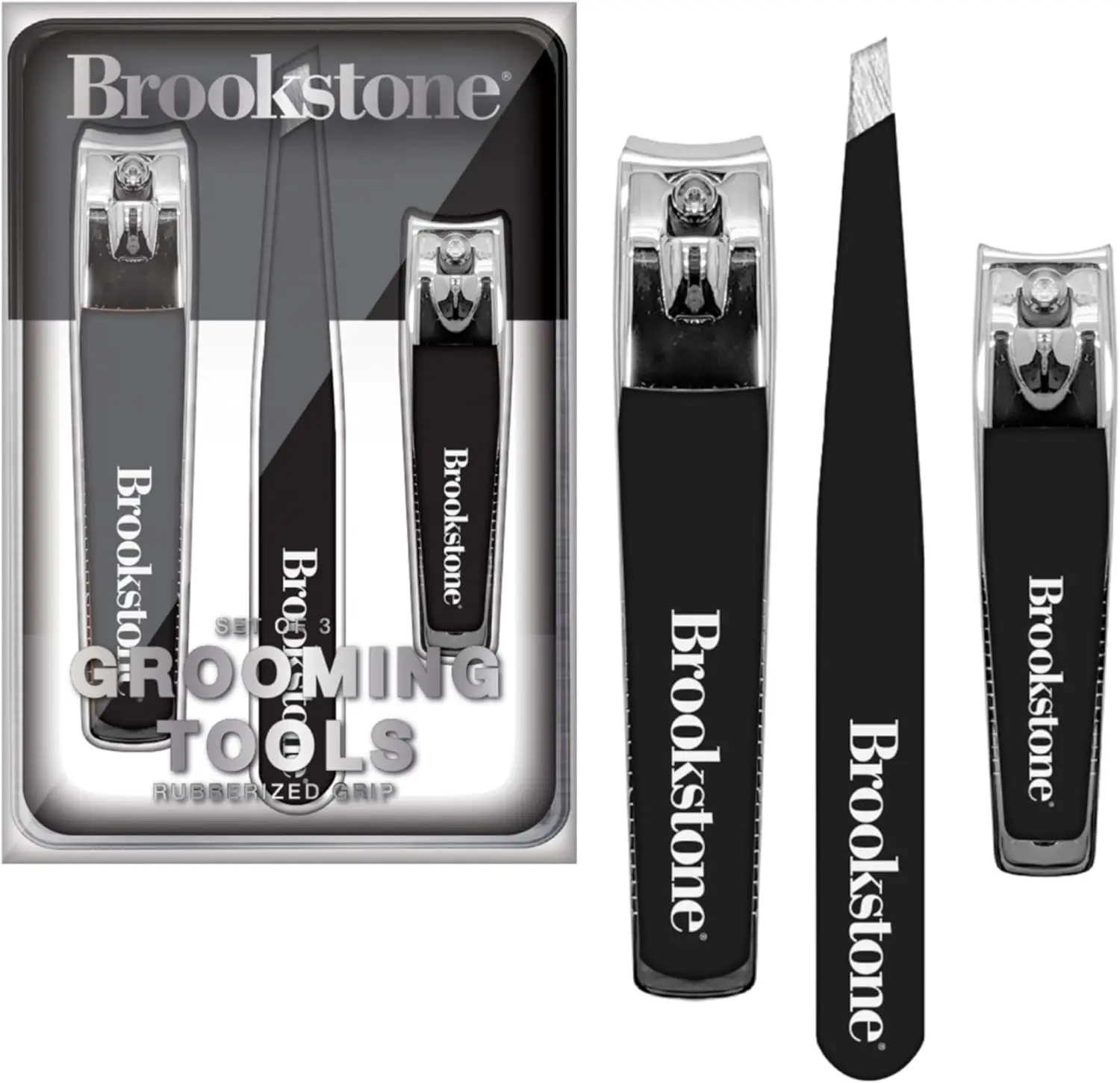 

Premium Stainless Steel Nail Clippers Set with Non-Slip Grip, Includes Case and Tweezer, Precision Grooming for Men & Women