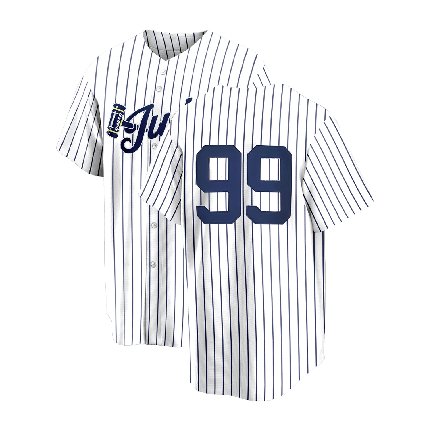 

Men's Baseball Uniform #99 - Breathable nylon construction, V-neck button closure for baseball players and fans, ideal gift for