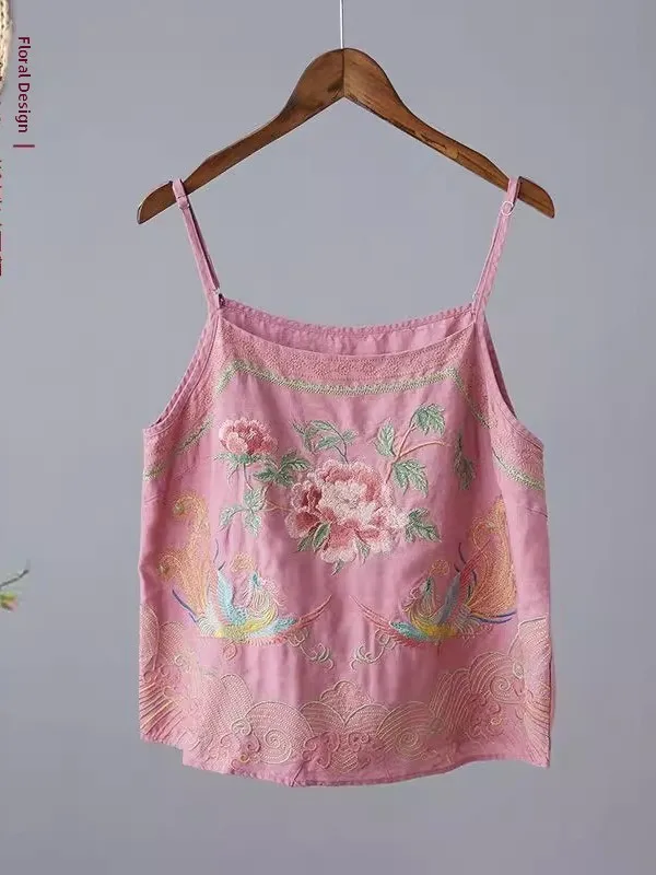 Gilet ricamato Sle cinese Abbigliamento interno da lavoro pesante Boting Top Trendy etnico Loose Fit Estate 2025 Faion da donna