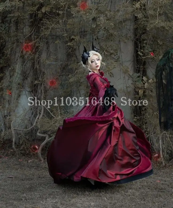

Платье для выпускного вечера в готическом стиле на хэллоуин, 18 века, женские платья красного крови, мария-антоинетт, рококо, история средневекового маскарада