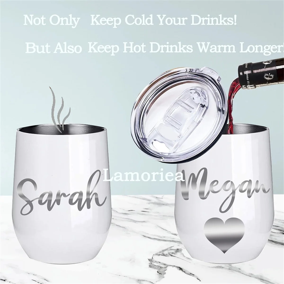 Personalized Wine Tumbler With Straw Christmas Gifts Custom Wedding Gift Wine Cup Bachelorette Party Favors Bridesmaid Gift