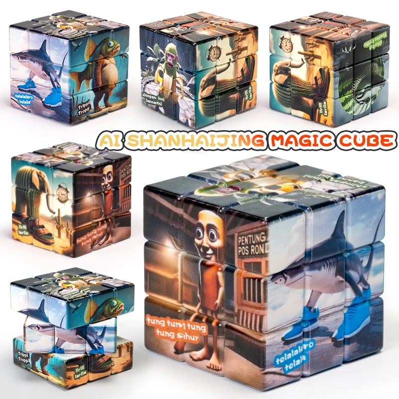 

Brainrot Tung Sahur мультфильм детский подарок на Рождество и день рождения игрушка-головоломка 3 × 3 скорости ​ ​ Магнит Steve Alex Creeper Evoker Детские подарки