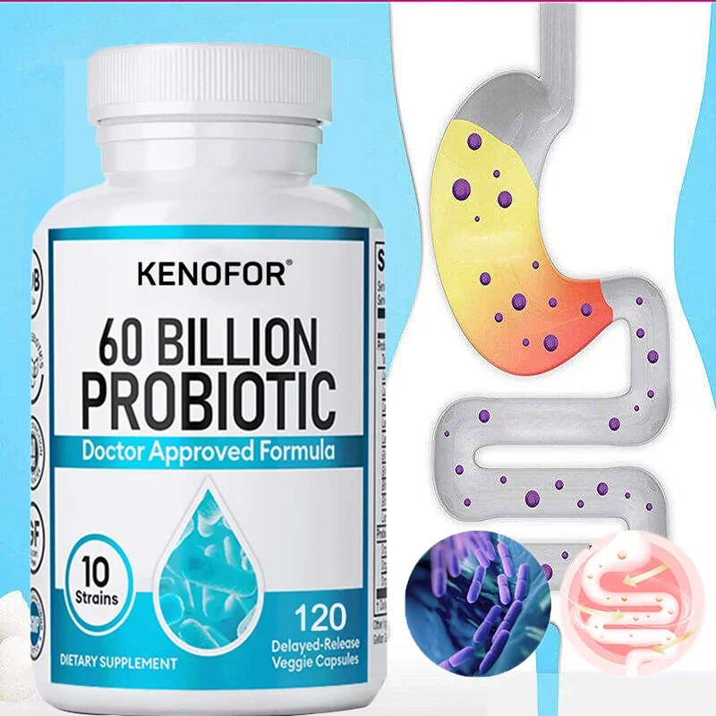 Kenofor 60 Billion Probiotics Support Gut Health Relieve Gas, Bloating, Constipation Support Stomach Digestive Health Supplement