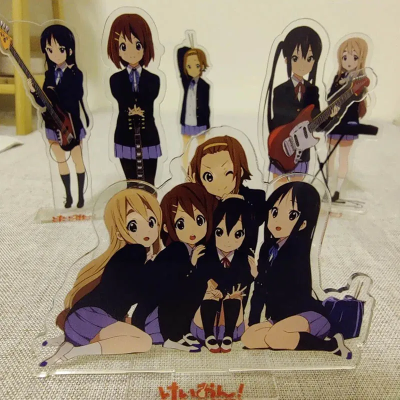Anime K-ON Hirasawa Yui Akiyama Mio Tainaka Ritsu Kotobuki Tsumugi Nakano Azusa Cosplay Piastra in piedi Figura Stand Ornamento