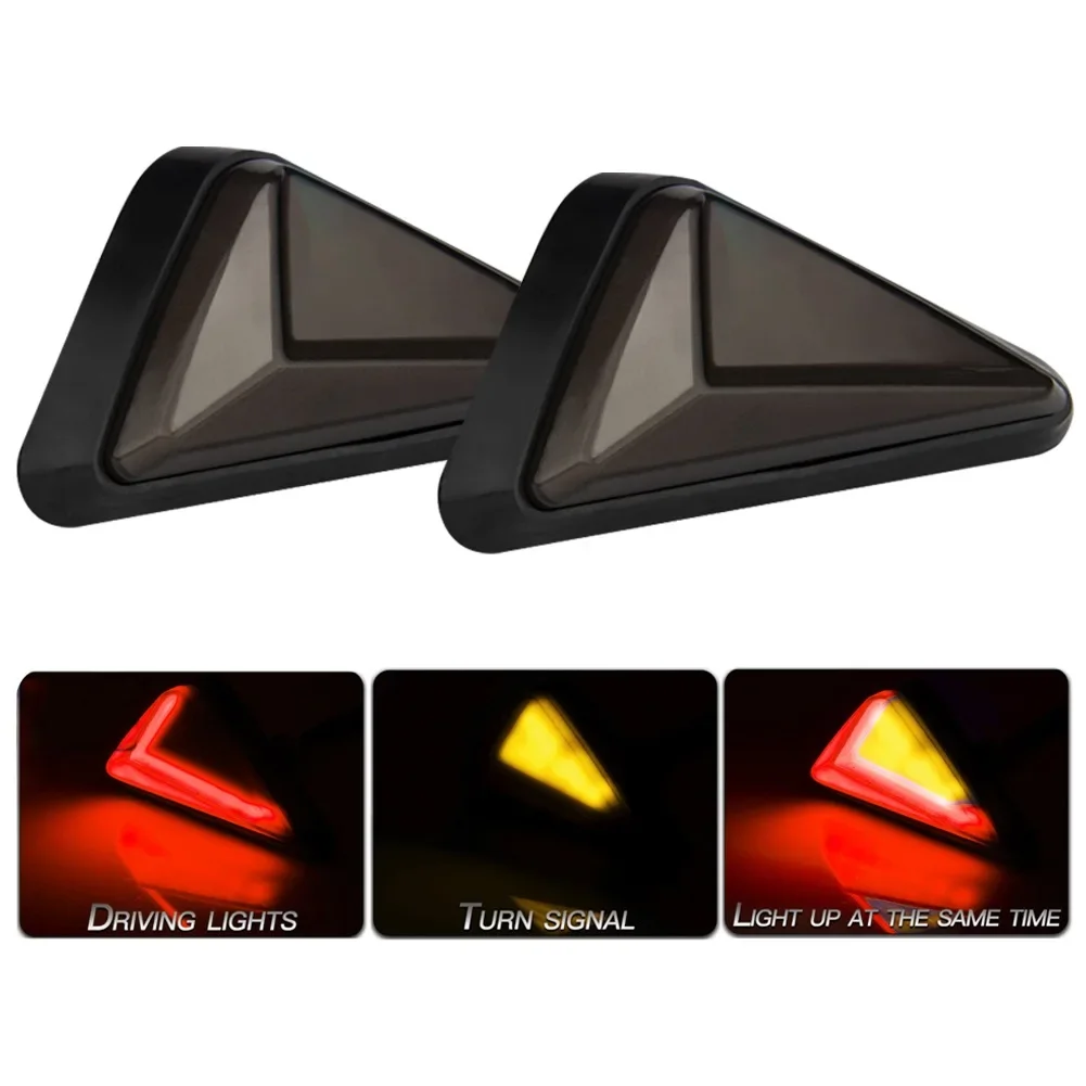 2Pcs Motorcycle Flush Mount Triangle Turn Signal Light LED L-shape Indicator Lamp DRL Blinker Waterproof Led Flashing Lights