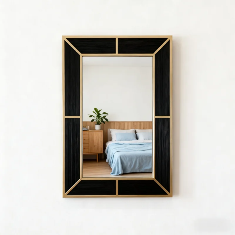 Customized Luxury Art Deco Iron Rectangle Wall Mirror for Hallway Home Decor Modern Design Custom Color & Size