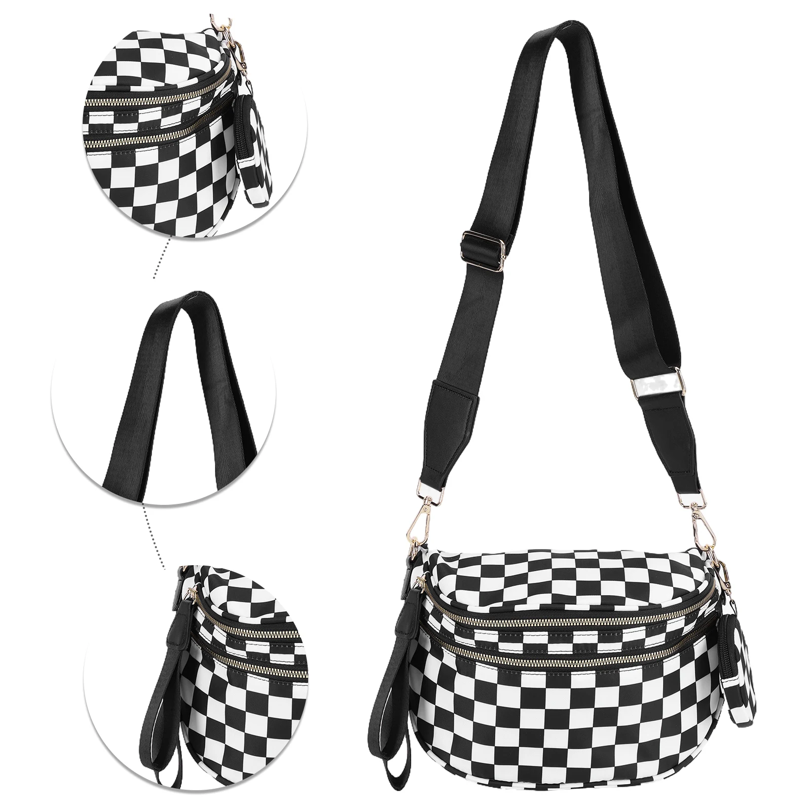 حقيبة كتف مربعة مع حزام قابل للتعديل، حقيبة فاني باك بوم للنساء، تسوق يوميًا