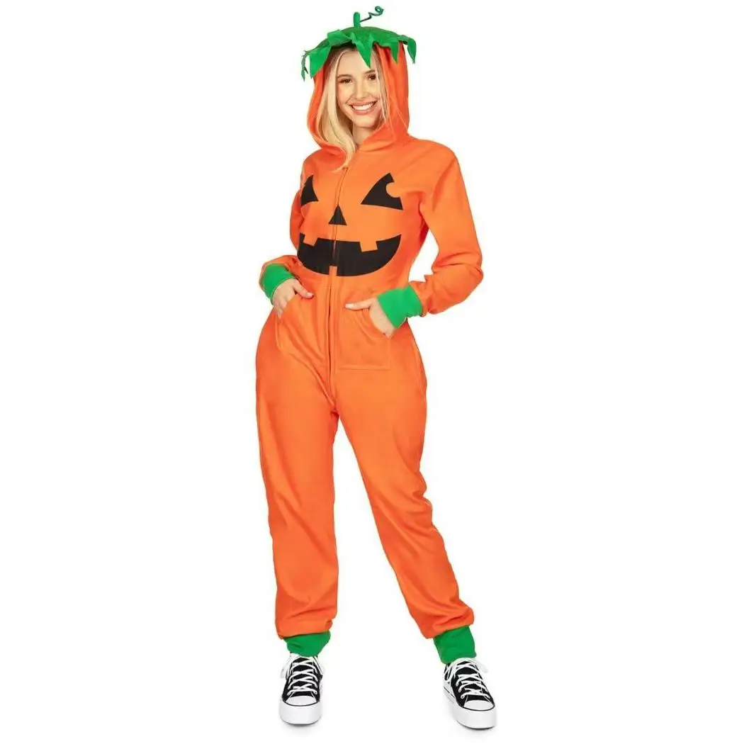 New loween Adult Orange Pumpkin Onesie Costume Set Par Role Play Couple Outfit Design Cusizable Chinese Sle Women's...