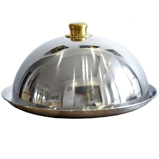 304 stainless steel plate lid Restaurant gold thick round cake steak cover lid tray baking pan wok kitchen food lid cover Dish AliExpress