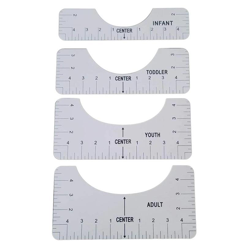 

4PCS T-Shirt Alignment Ruler T-Shirt Vinyl Ruler Guide T-Shirt Alignment Tool For Making Fashion Center Design (White)