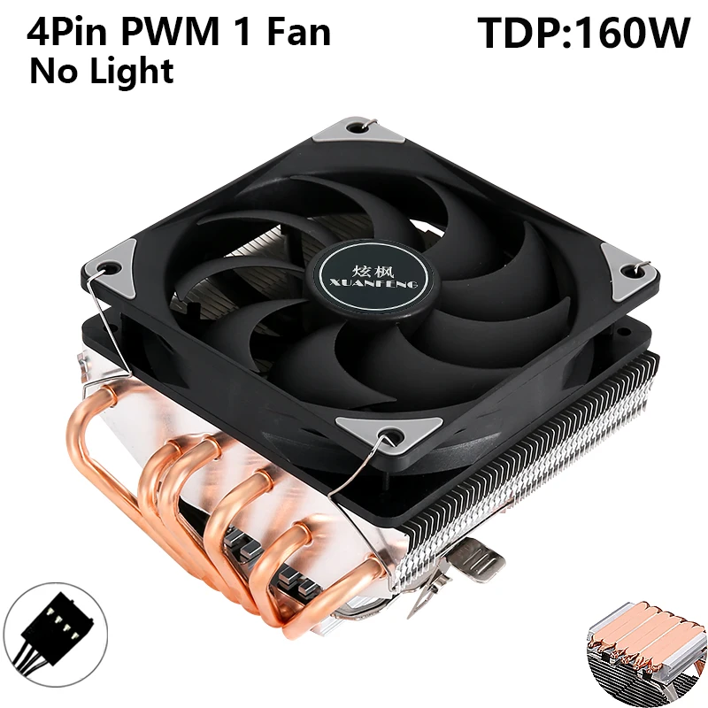 XUANFENG 6 Heatpipe Luchtgekoelde 120 mm ventilator 4pin / PWM Mute PC Horizontale CPU-koeler installeren LGA1700 1200 115x2011 AM4 AM5 i3 i5 i7