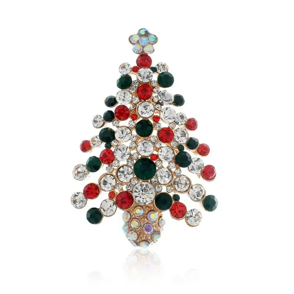 عيد الميلاد البطانة كريستال سبيكة بروش حجر الراين الهدايا بروش دبوس مجوهرات شجرة عيد الميلاد بروش