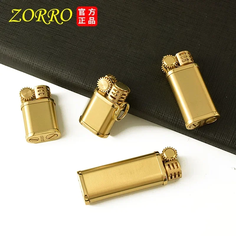 Zorro 588 Creative Little Punky Kerosene Lighter Retro Personality Grinding Wheel Mini Portable Brass Lighter Wholesale