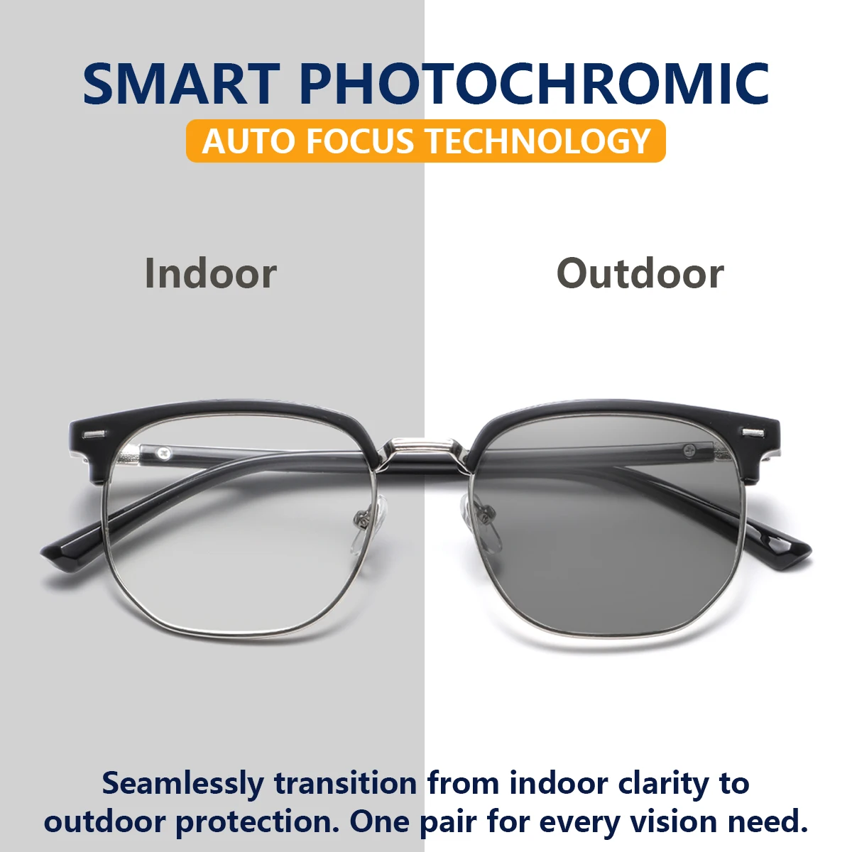 1 Pair of Men's Metal Square Full-Frame Photochromic Glasses, Stylish, Sophisticated, Minimalist, and Fashionable Men's Glasses, Suitable for Commuting, Outdoor Driving, Short Trips, and Everyday Wear