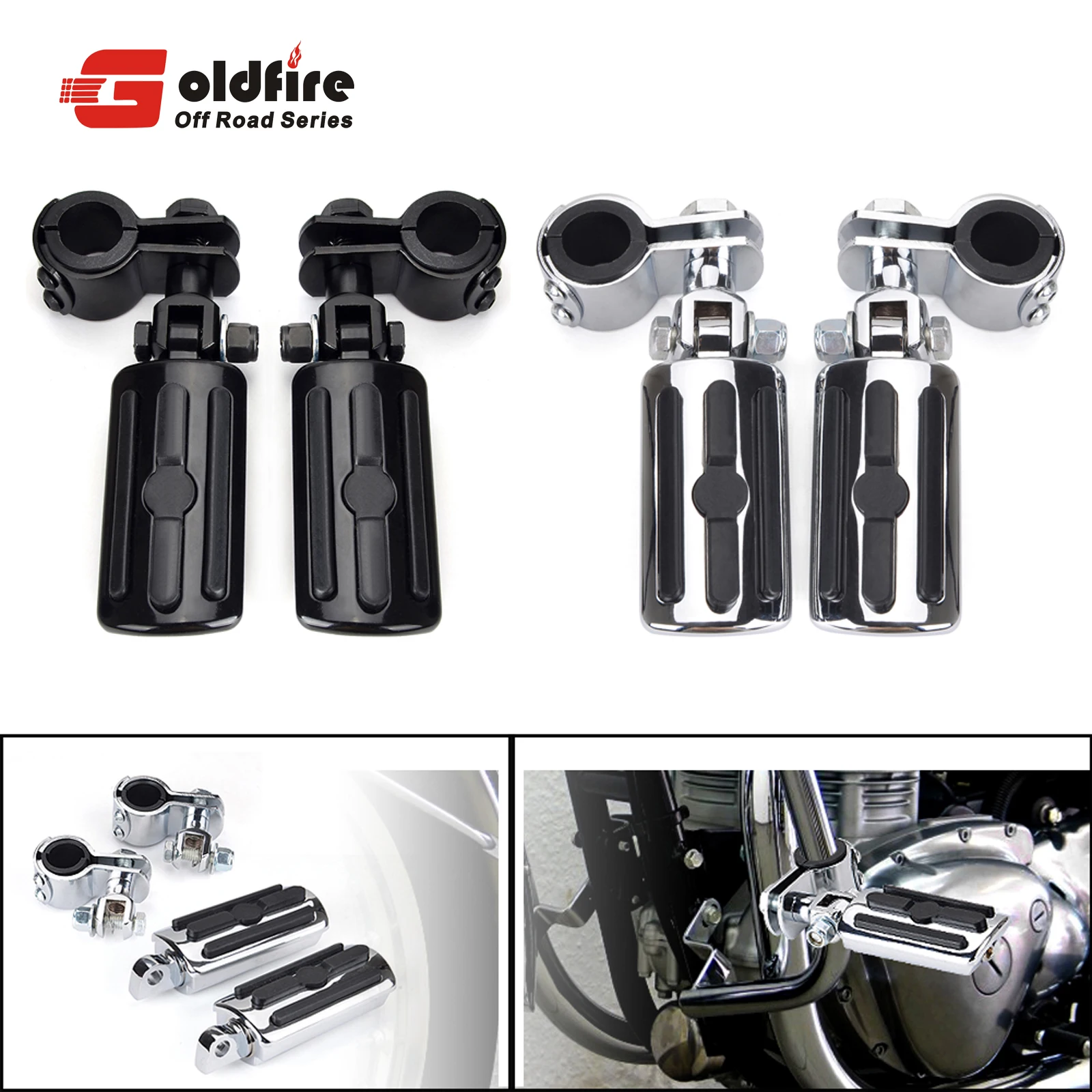 

Motorcycle Footpegs Highway Foot Pegs Rest for 1" or 1-1/4" Engine Guards or Tubing Mounts for Harley Honda Suzuki Yamaha