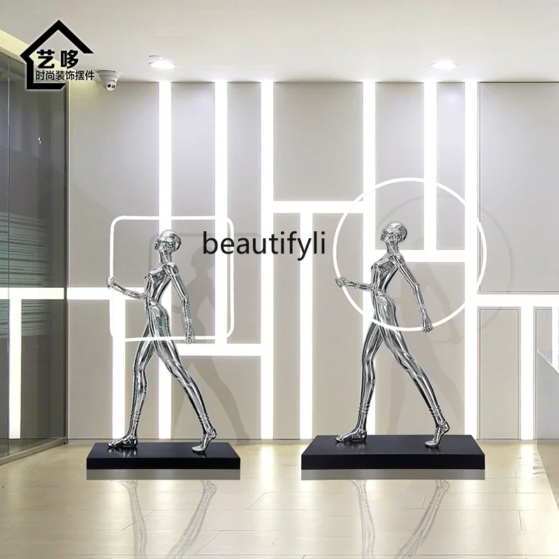 Large abstract art porch aisle hotel lobby floor-to-ceiling ornaments living room luminous lamp figure sculpture