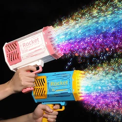 Bubble Gun Kids Toys Rocket 69 Holes sapone Bubbles Machine Gun Shape Automatic Blower con Light Pomperos Outdoor Toy Gifts Party