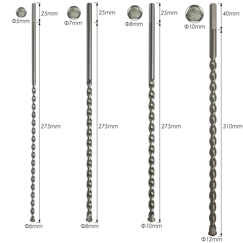 300mm Extra Long Masonry-Concrete Drill Bit Triangle Shank 6/8/10/12/16mm Drilling Bits For Penetrating Wall Power Tool