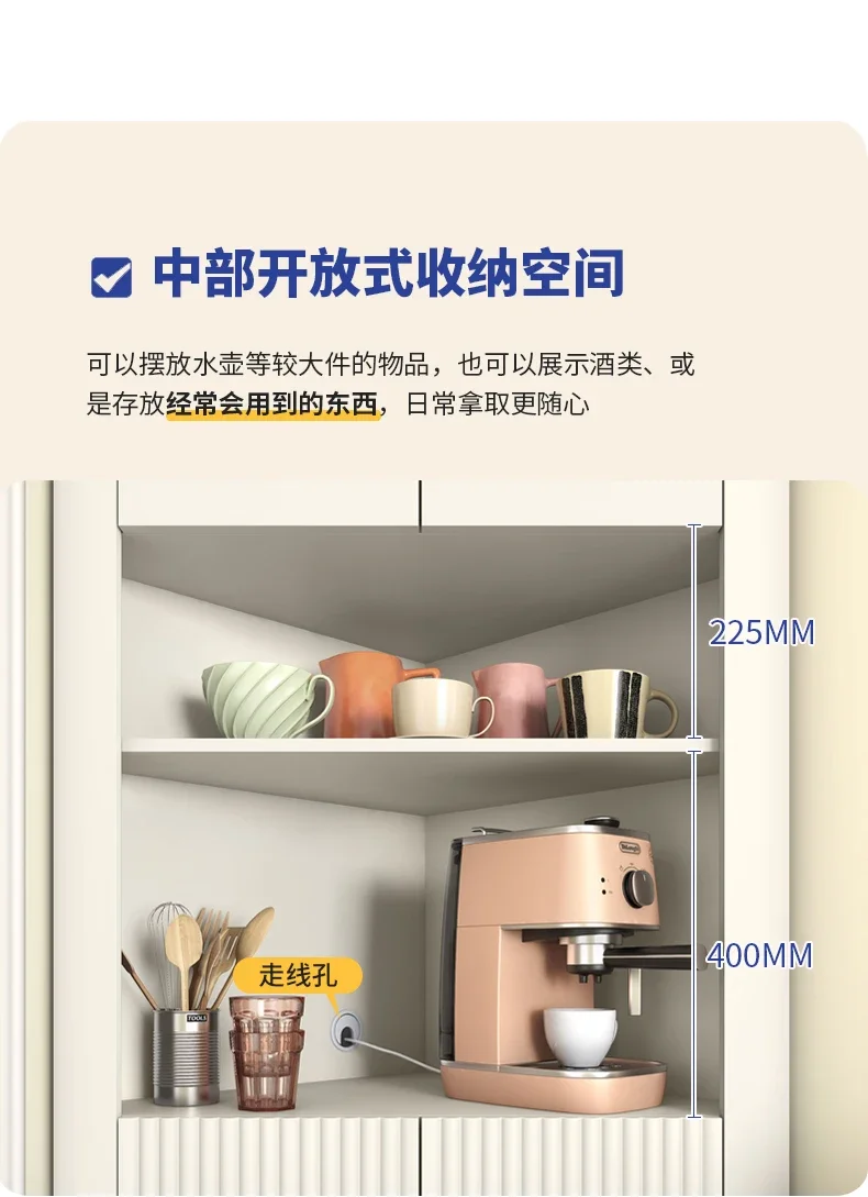 Meuble d'Angle de Style Français Crème, Vitrine de Luxe Légère, Armoire de Rangement d'Angle de Chambre à Coucher