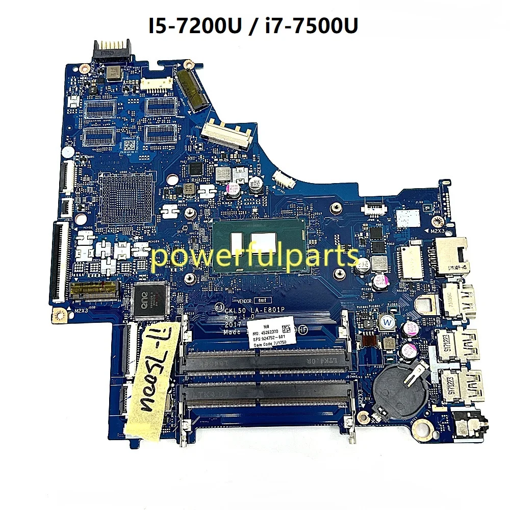 

For Hp 15-bs Motherboard CSL50 LA-E801P i5-7200 i7-7500U Cpu On-Board 924751-601 924752-601 Working Perfect