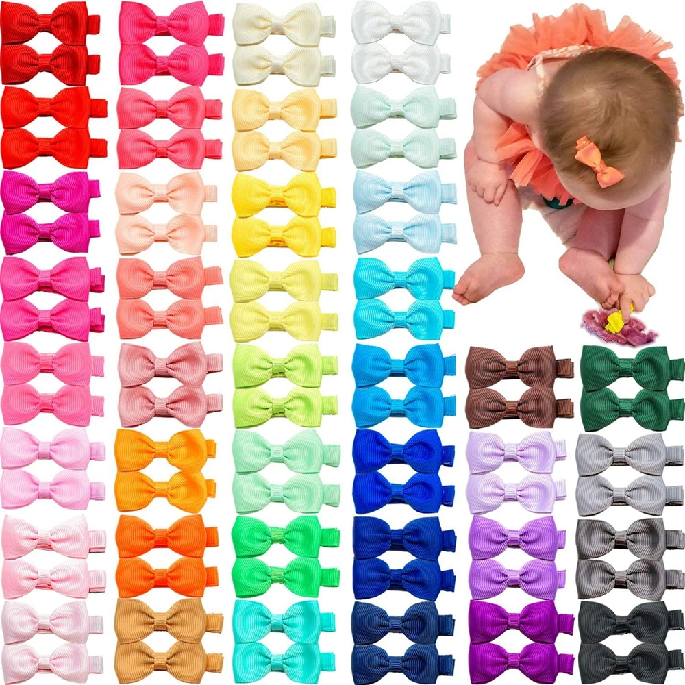 20PCS 2\'\' Ribbon Bows Baby Girls Hair Clips Fully Lined Barrettes Hair Accessories Infant Kids Children Gift Sets Photo Props