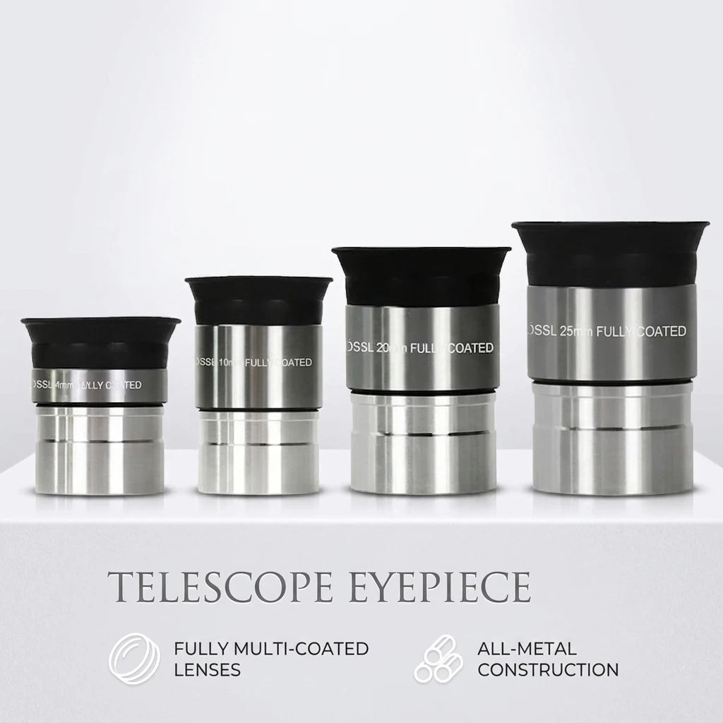 

Professional Plossl Eyepiece 1.25 Inch FMC Telescope Accessories 4/10/20/25mm Focal Length for Planetary Moon Deep Sky Observati