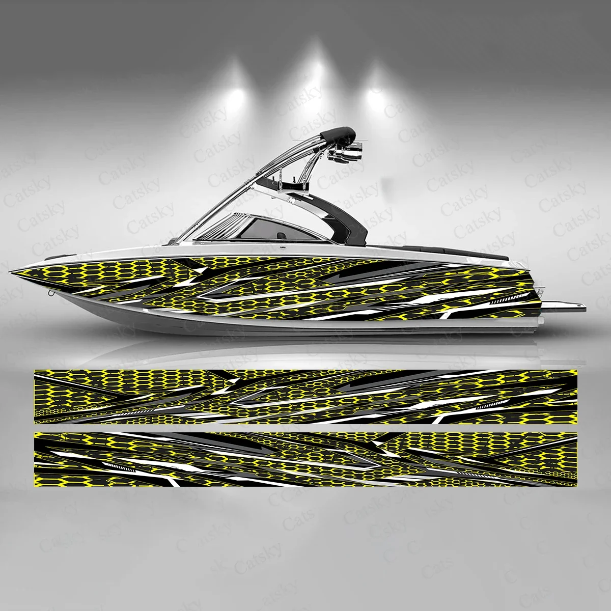 

Messy Splash Stripes Colorful Boat Sticker Fashion Custom Fish Boat-Sticker Vinyl Waterproof Boat Wrap Graphic Boat Wrap Decal