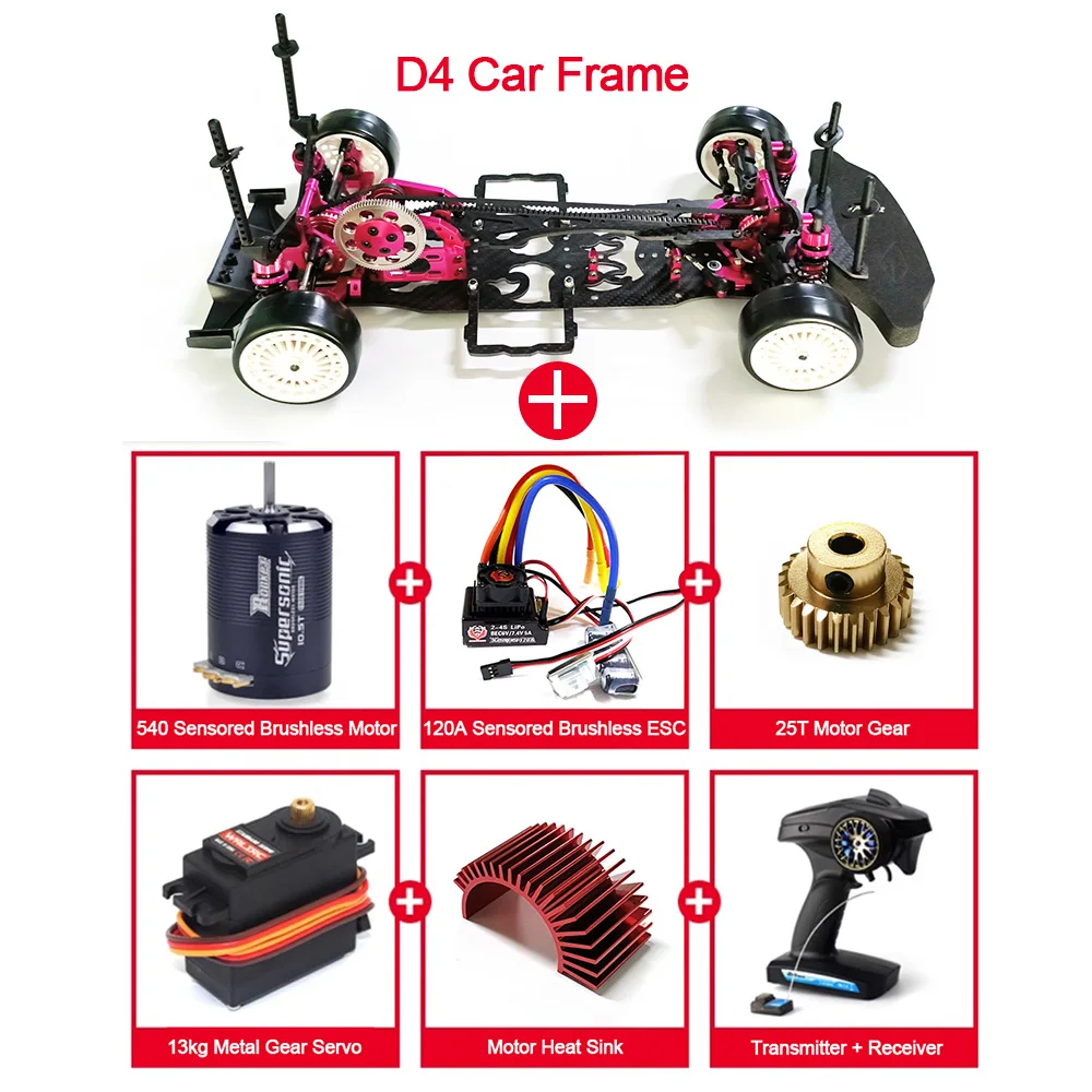 Carbon fiber upgrade SAKURA D4  1/10 Alloy & Carbon D4 AWD EP Drift Racing Car WITH Electronic Parts motor ESC GYRO transmitter