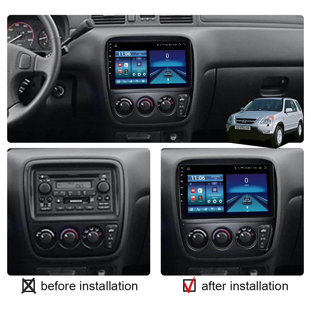 Android 13 Carplay Auto For Honda CRV CR-V 1997 -2011Car Radio Multimedia Video Player 2din Stereo Navigation GPS Head Unit WIFI