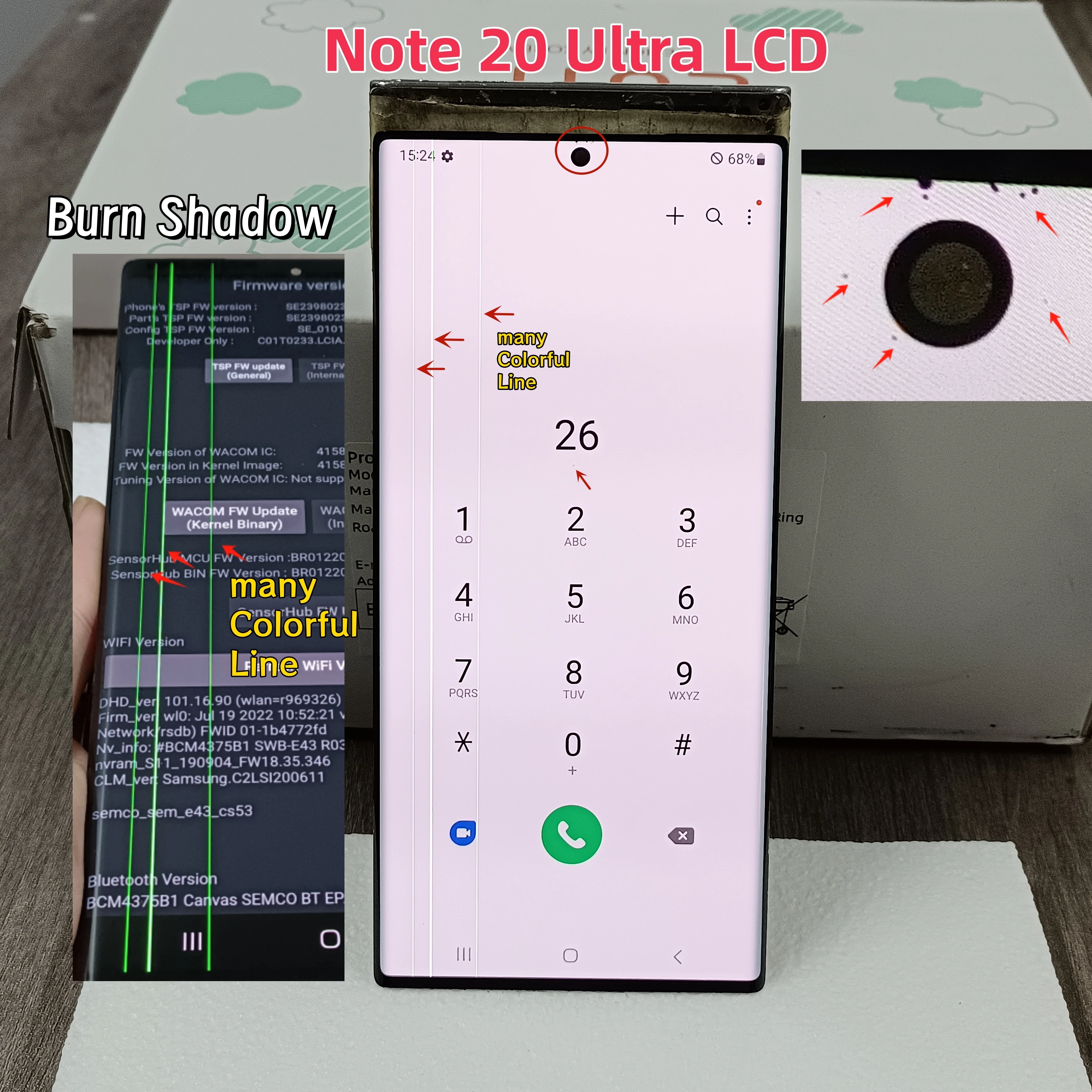 High Quality Super Amoled Display For Samsung Galaxy NOTE 20 Ultra N985 N985F N986B Touch Screen Digitizer Repair, With Defects