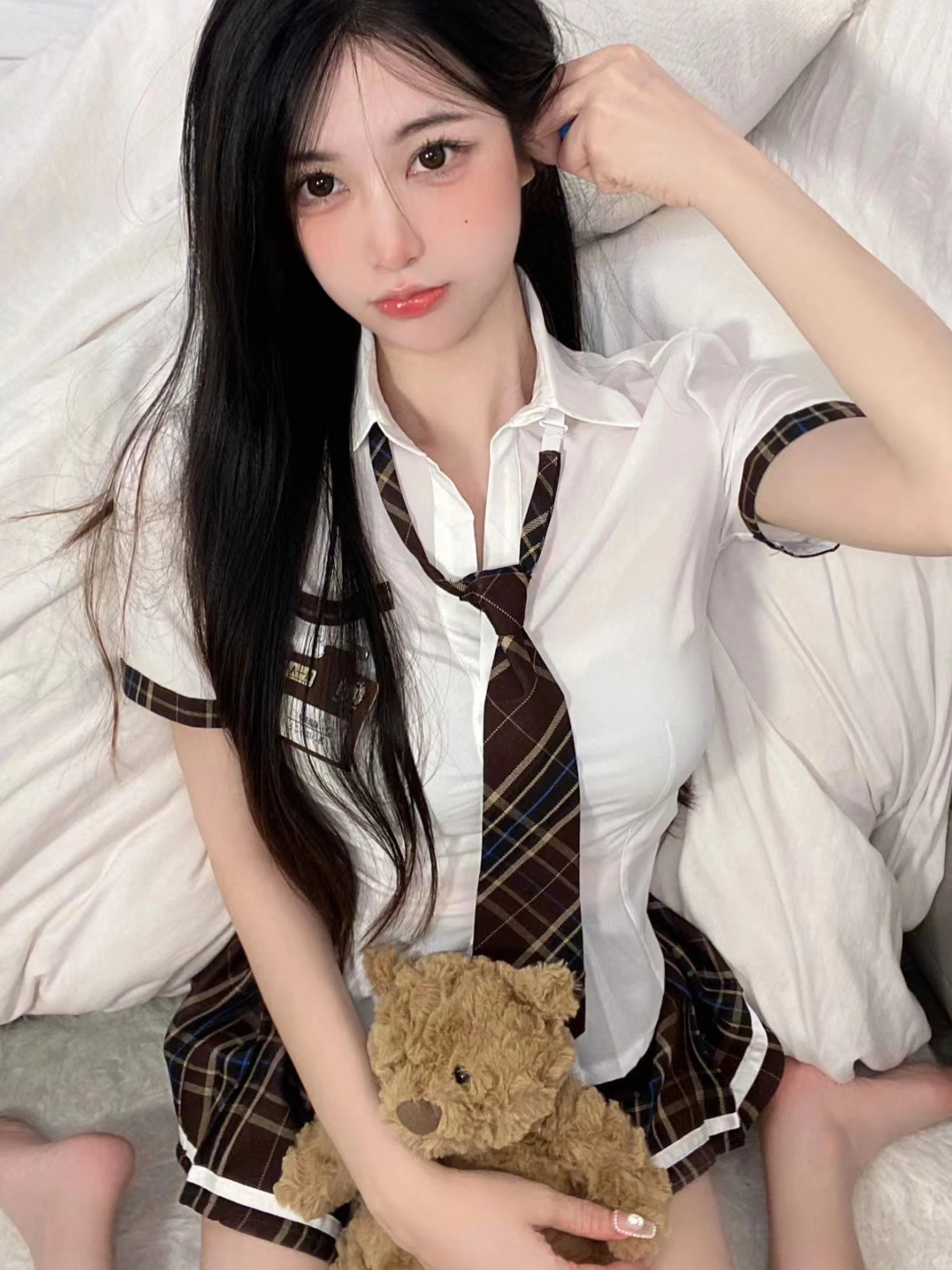 

Сексуальный комплект из двух предметов Spicy Girl JK orm, женский школьный комплект с ультра-короткой плиссированной юбкой Pure Desire, с застежкой на талии