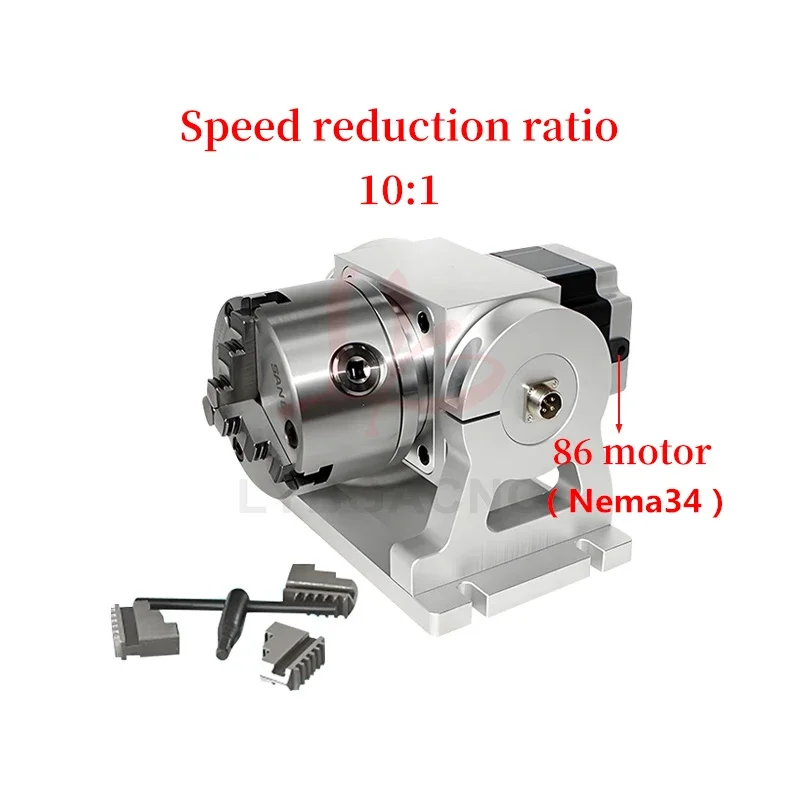 Adjustable Angle HT90-10-100A CNC Rotary A-axis Indexing Head With 100mm Chuck And 3 Jaws for Marking CNC Milling Machine