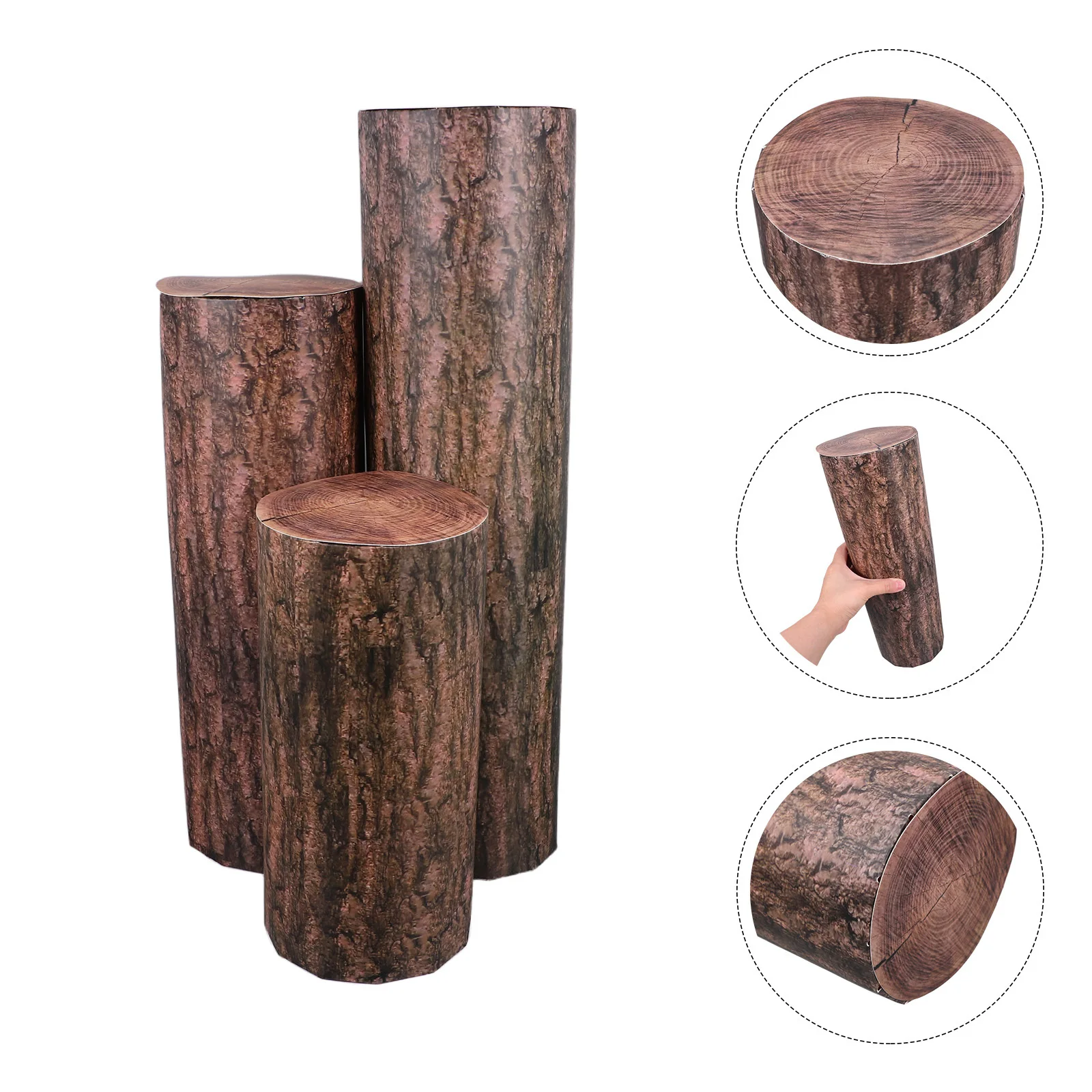 

4pcs Faux Tree Stump Decorations Simulation Farm Decor For Western Cowboy Party Supplies Birthday Wedding Event Table