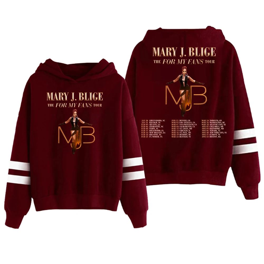 Mary J Blige The For My Fans Tour 2025 Hoodie Pocketless Parallel Bars Sleeve Streetwear Men Women Hooded Sweatshirt