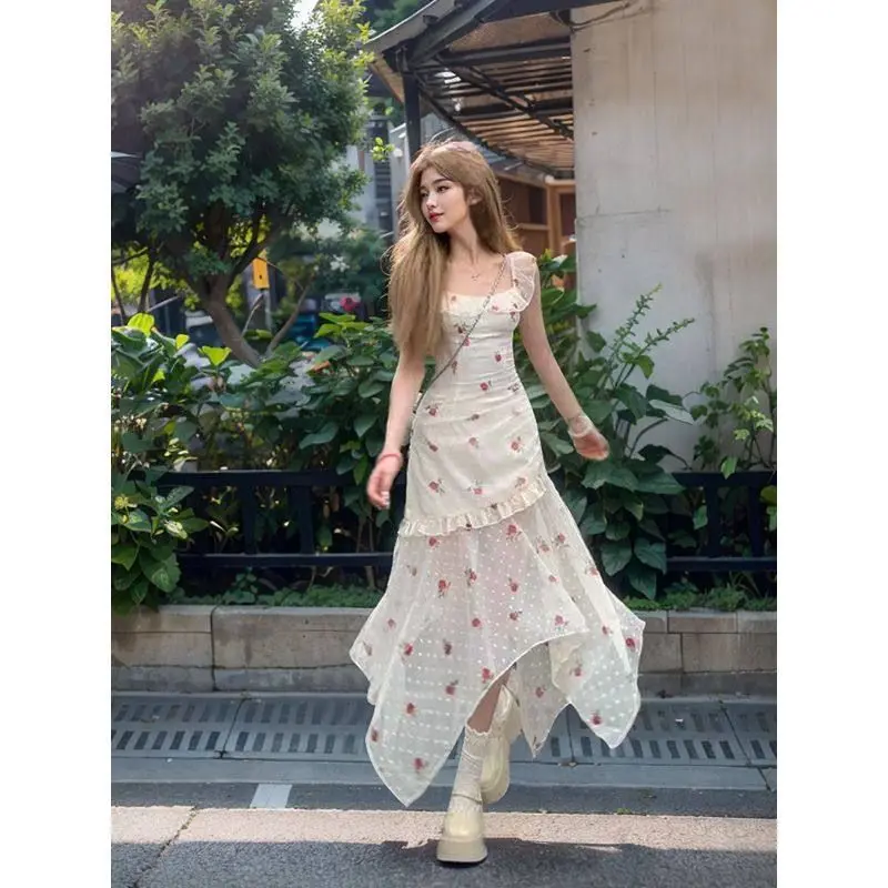 تنورة Gentle Ele الخصر غير المتكافئة للنساء للصيف الحلو الحب الأول مقاس صغير للشاطئ