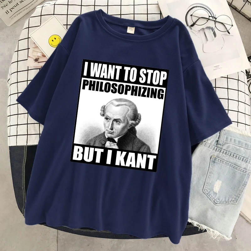 Kant Meme Philosophizing Funny Philosophy Tshirt Women Hip Hop Fashion Short Sleeve Summer Soft Clothes Casual T-Shirt Female