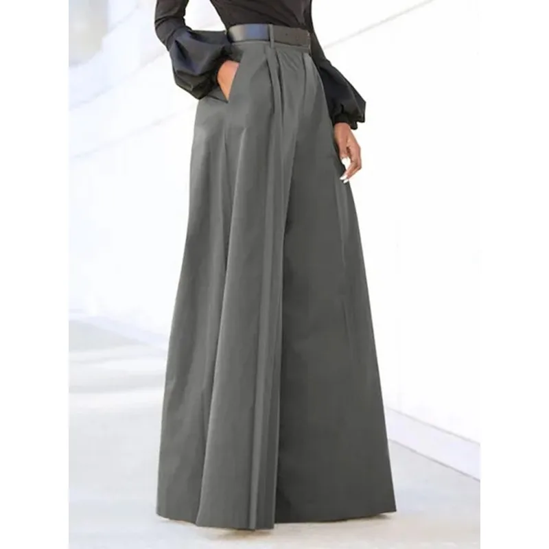 

Tinaa High Waist Wide Leg Pants Women 2026 Stylish Office Lady Pleated Solid Color Pockets Business Workwear Trousers 168515