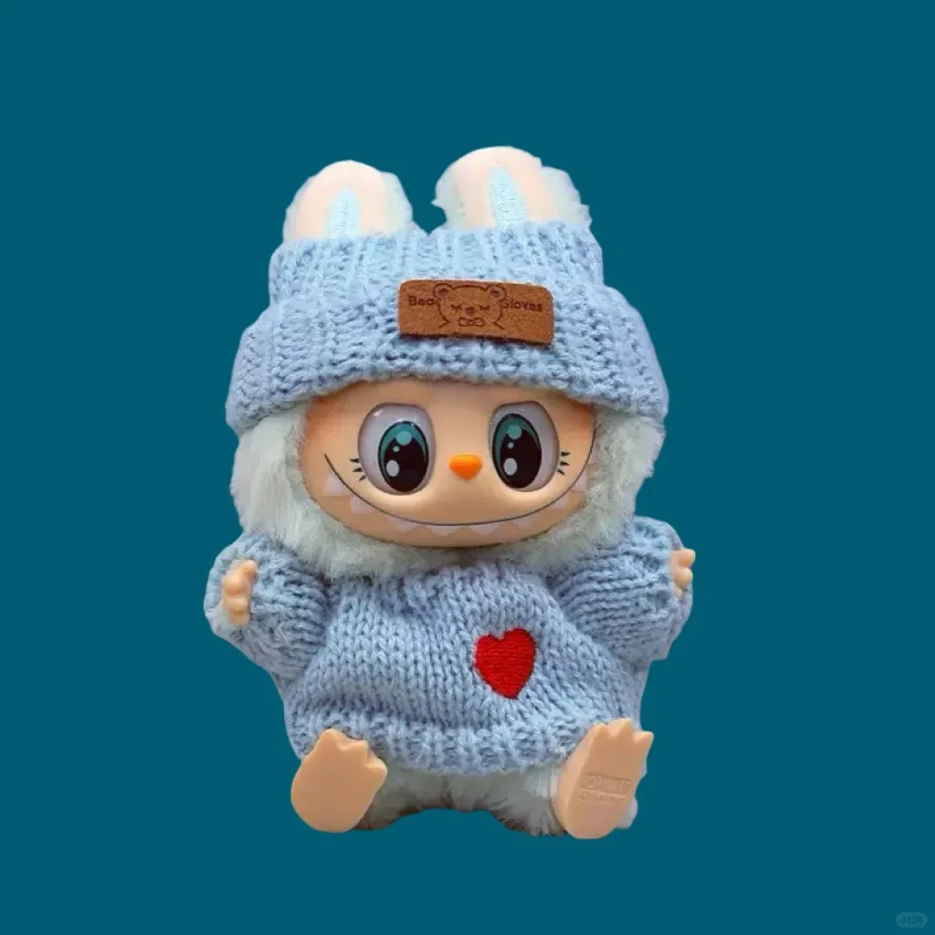 17cm Labubu Love Hoodie Moda Boneca Roupas Roupa Bonito Pulôver Moletons e Acessórios para Meninos Meninas