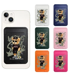 Phone Card Holder Wallet Case Skateboard Bear Phone Wallet Stick On Credit Card Holder Phone Pocket For Almost All Cell Phone