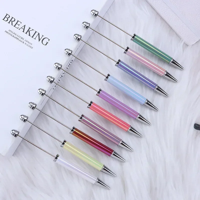 A30PCS Colorful Bead Pen UV Electroplated Pen Holder Gradient Color Creative Gift Pen