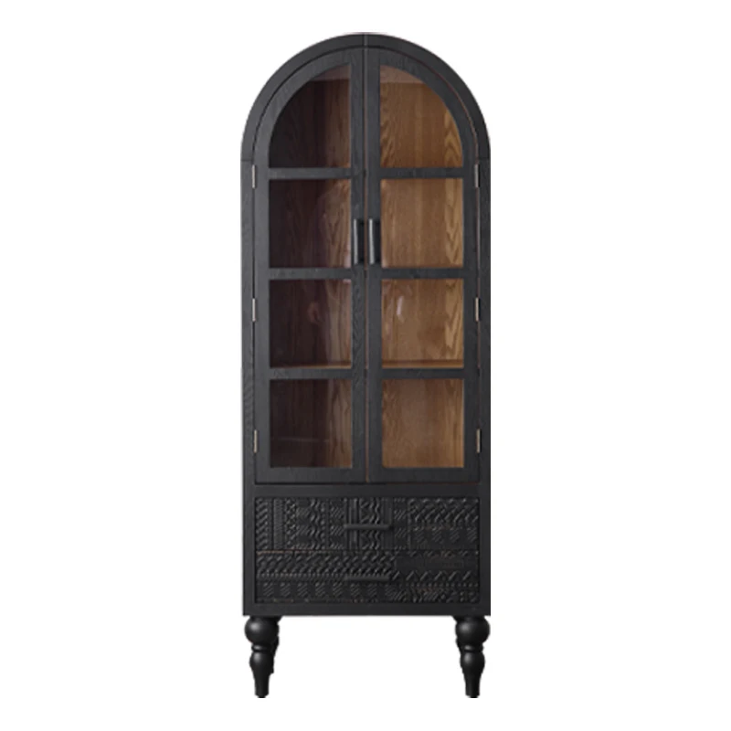 Dining side cabinet, surprised by the quiet wind entering the house, entrance cabinet, black solid wood locker