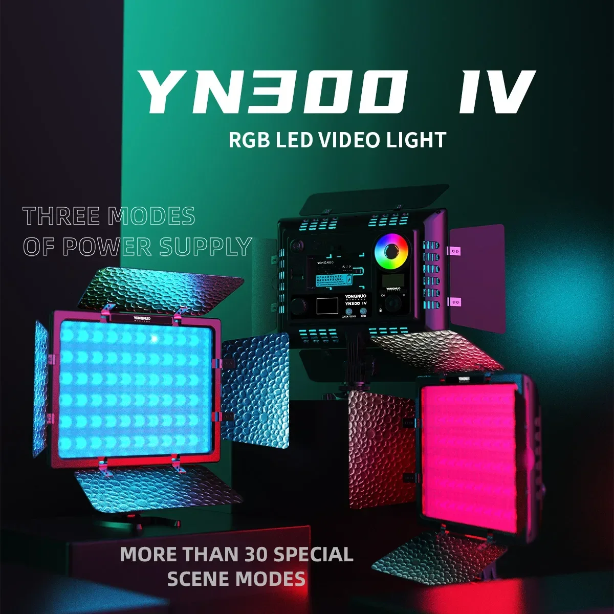 Luz de Vídeo LED RGB Yongnuo YN300 IV YN-300 IV 3200k-5600K RGB Colorida para Câmera e Iluminação de Estúdio com Adaptador AC
