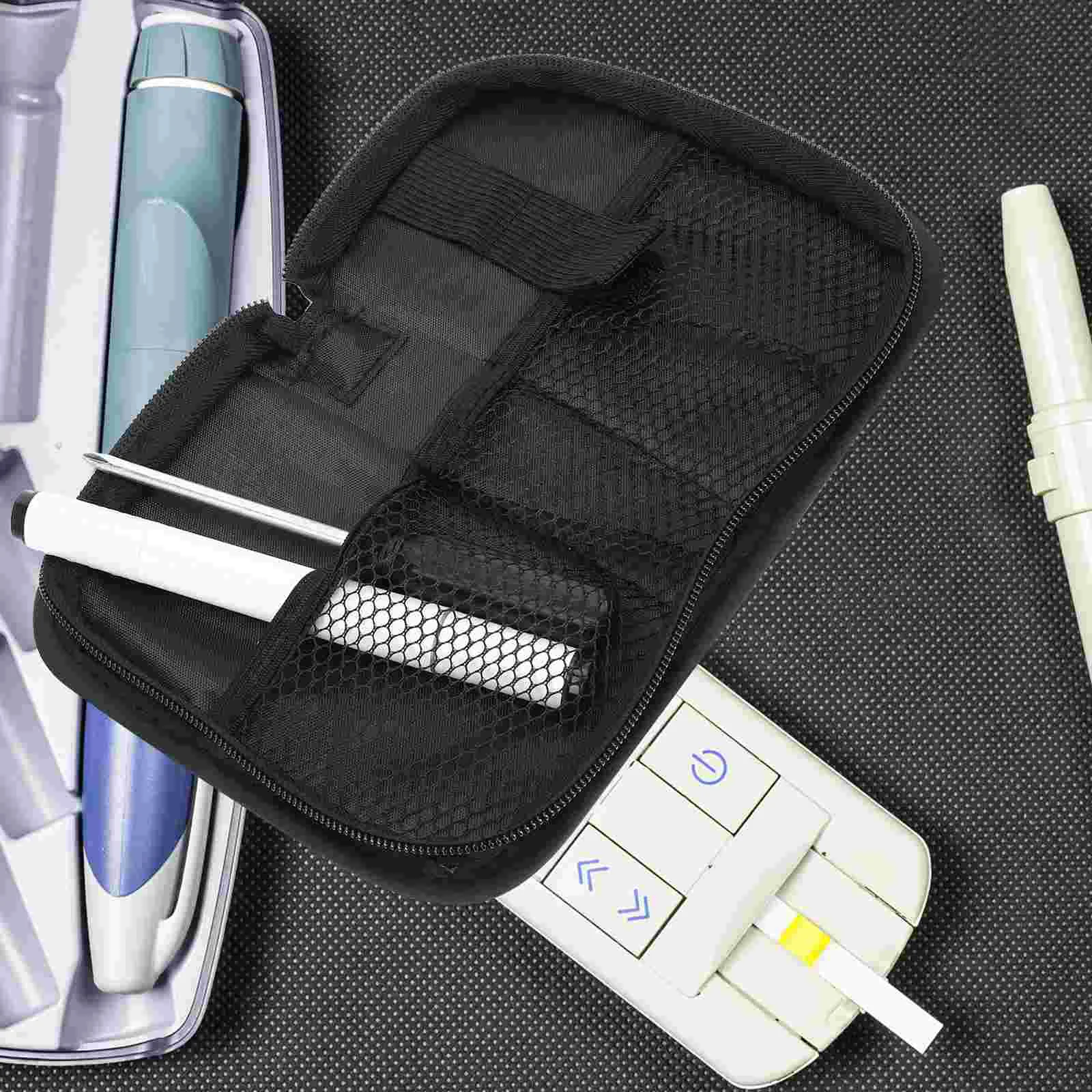 Blood Glucose Meter Bag Supply Packing Portable Carrier Diabetes Patients Storage Pouch Pu Case